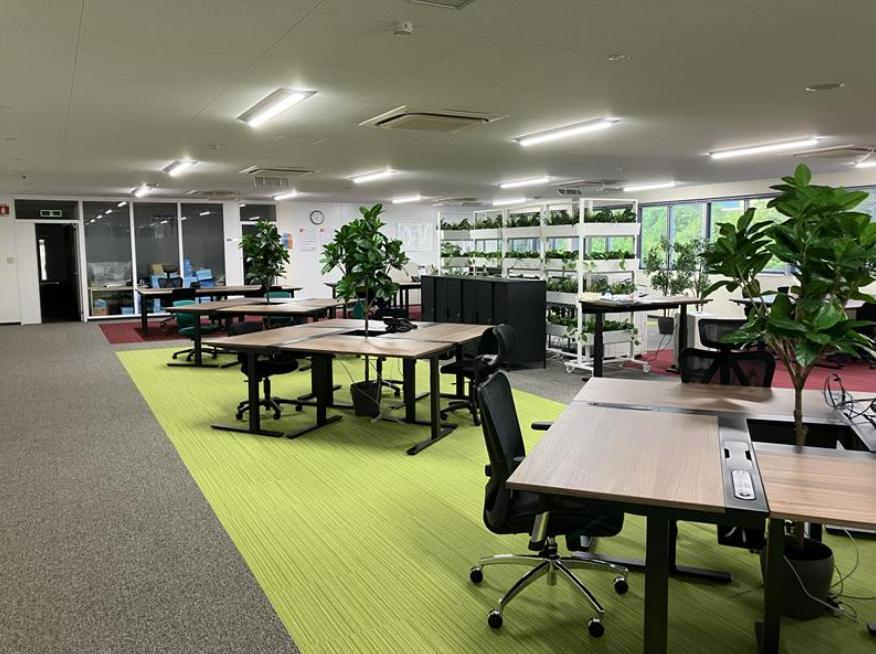 緑を基調とした空間で仕事ができます