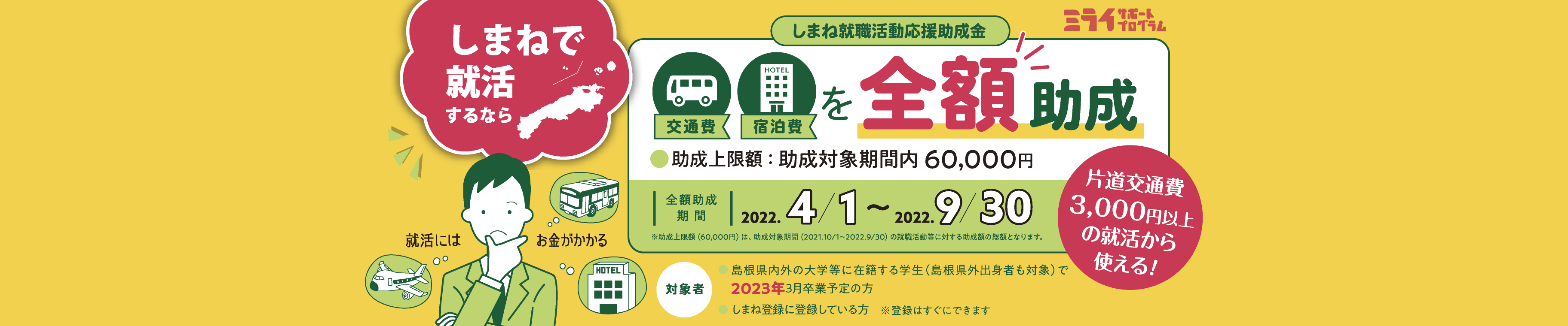 しまね就職活動応援助成金 イメージ画像