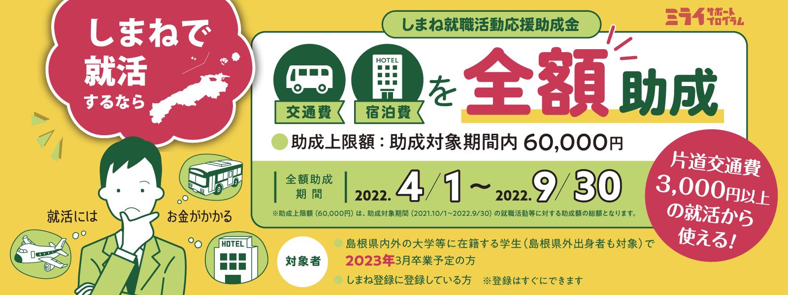 しまね就職活動応援助成金 イメージ画像